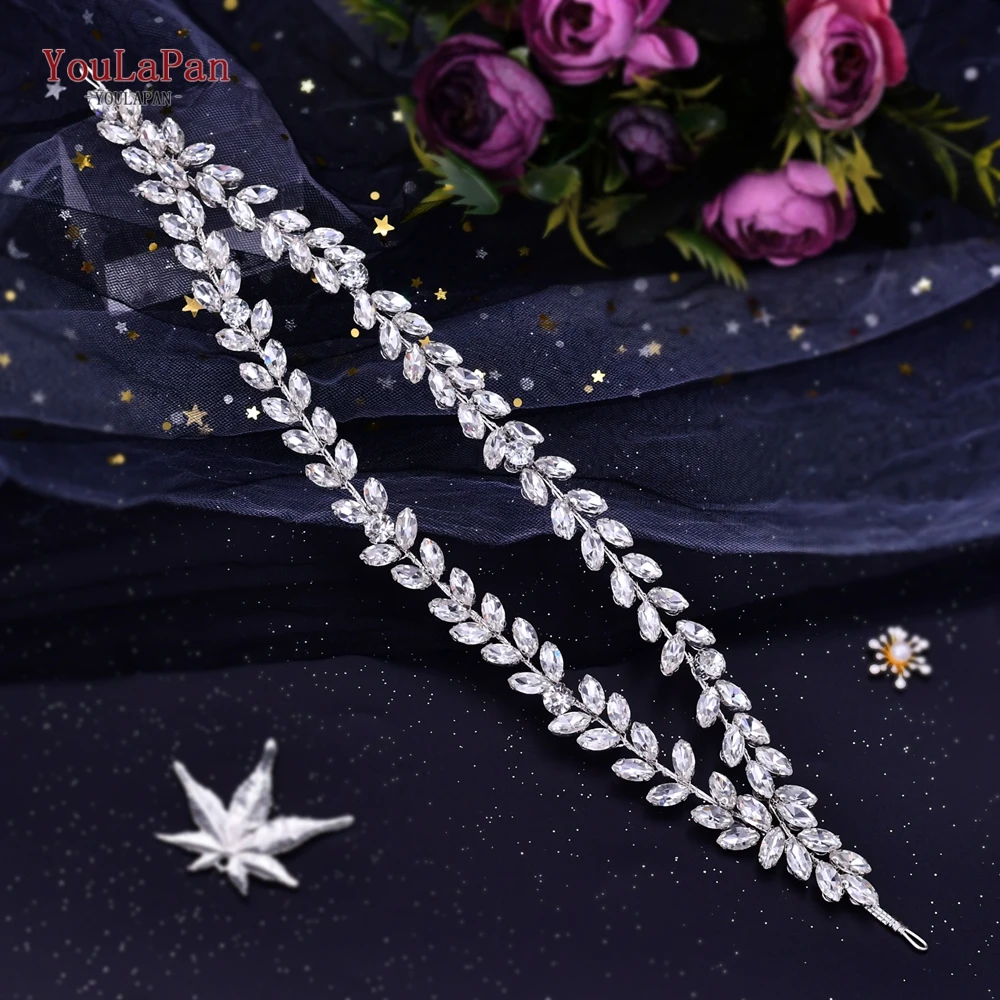 

YouLaPan Rhinestone Bridal Wedding Dress Belt Sliver Color Sash Bride Belt For Women Party Dress Wedding Accessoriess SH403