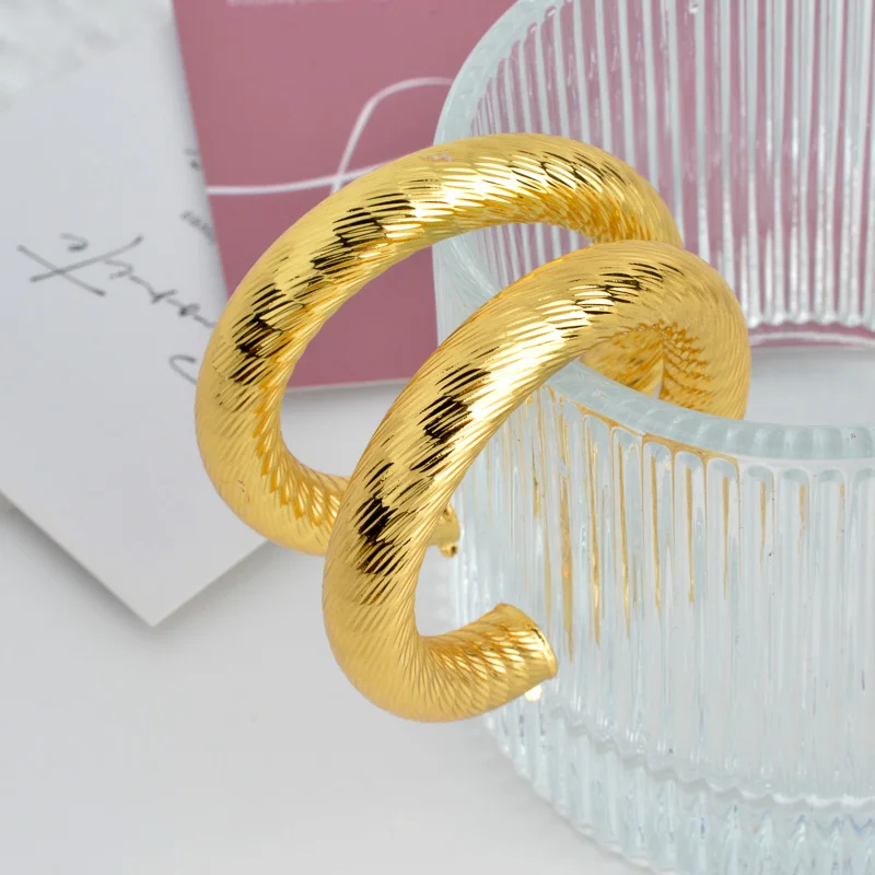 African Big Hoop Earrings For Women Large Round Thick Metal Copper Gold Plated Arab Ethiopian Elegant Drop Earrings Jewelry Gift