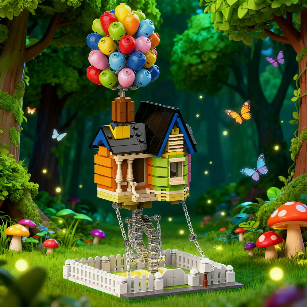 

Creative 555pcs Balloon House Street View Building Block Toys Children's Puzzle Building Block Toys Desktop Models Kids Gifts