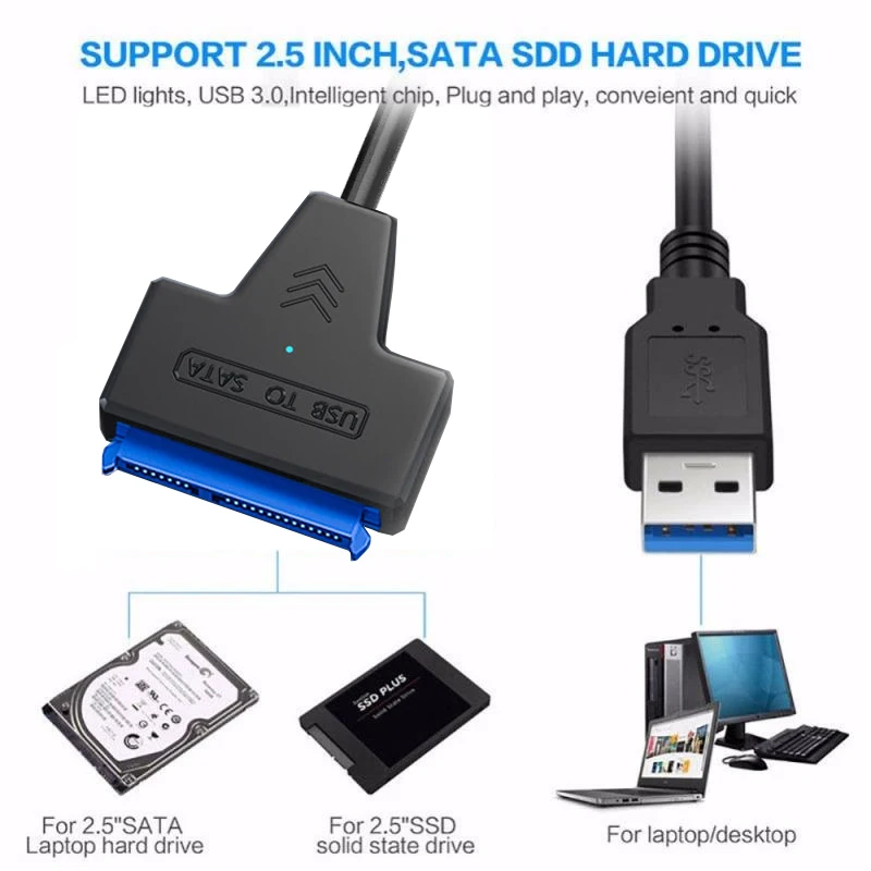 Sata To Usb Hard Disk External Adapter With Power 12V 2A For 3.5 2.5 Inch Hard Drive SSD Connector USB3.0 to SataIII Cord 22 Pin