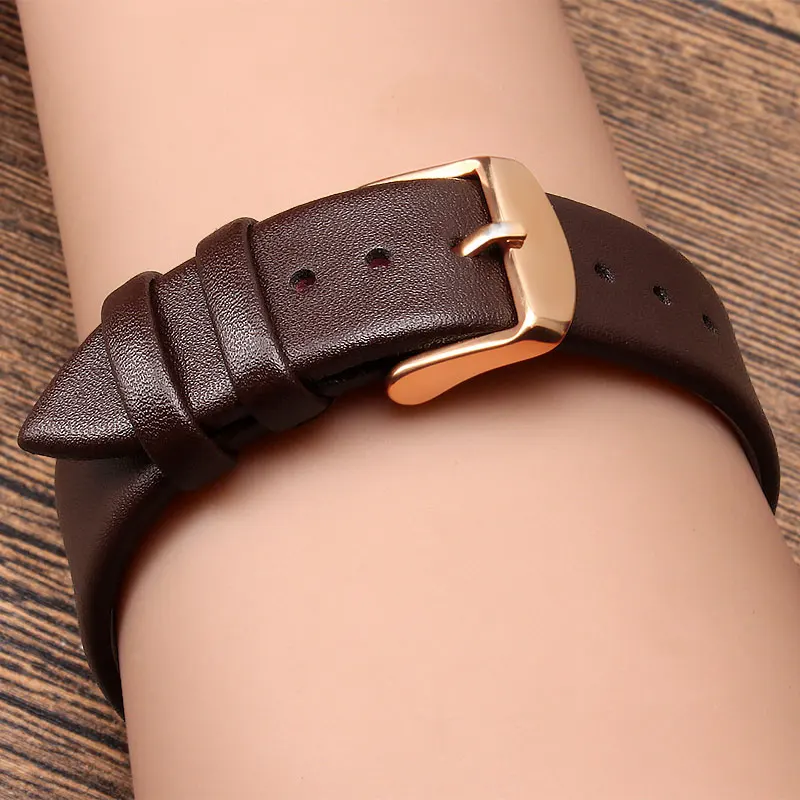 Real Leather Watch band Smooth Women\'s Watch Band 12mm 18mm 20mm Men\'s Black Brown Genuine Leather Straps Belt Metal Pin Buckle