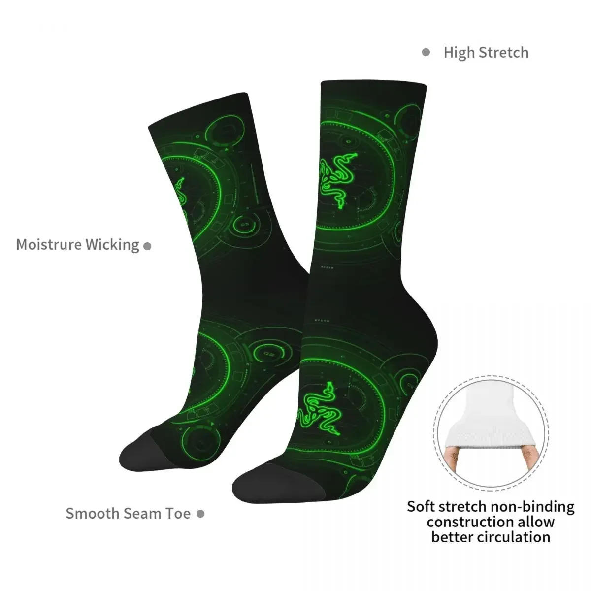 Razer Cowijk-Chaussettes Harajuku pour Homme et Femme, Bas Super Doux, Chaussettes sulfToutes Saisons, Accessoires Cadeaux