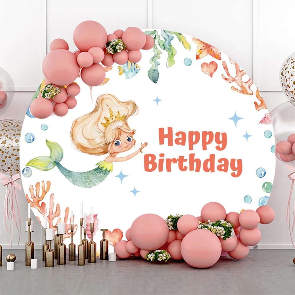 Princess Birthday Party Photography Backdrop Undersea Little Mermaid Background for Girls Baby Shower Newborn Party Photo Studio