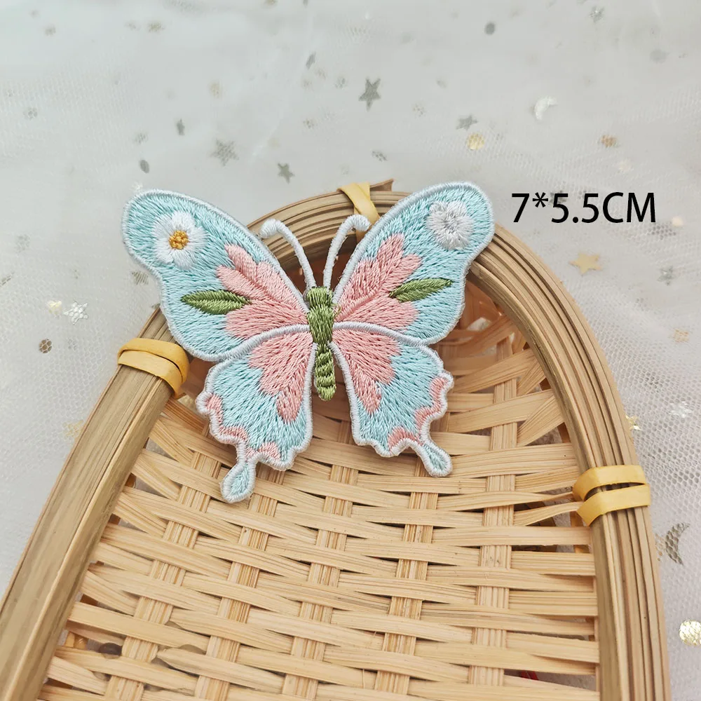 Vintage-Blumen-Schmetterlings-Stickerei zum Aufbügeln, niedliche Wärmeübertragungsapplikation für DIY-Kleidung, Jacken, Dekoration, einfach anzubringen. – Detail 20