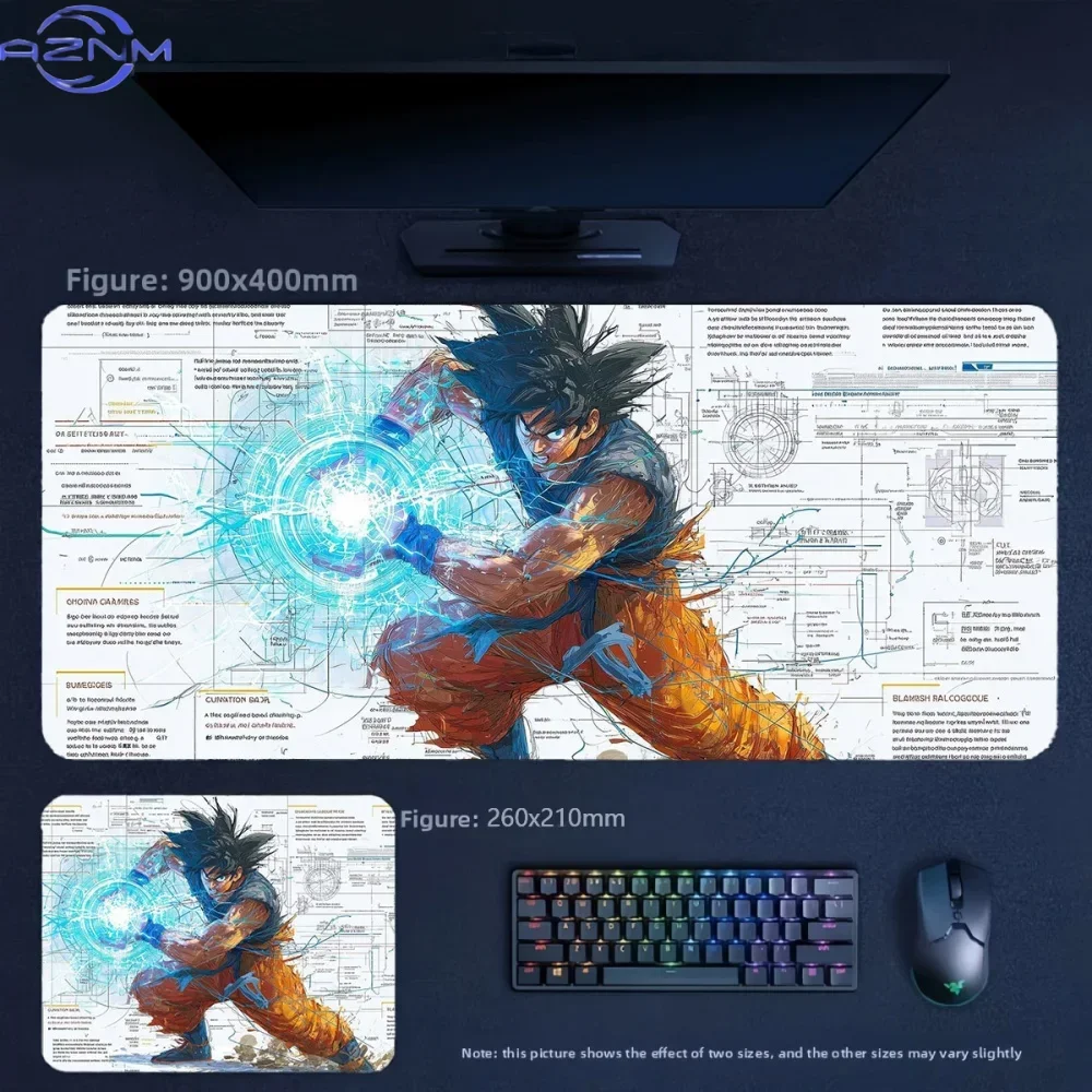 Anime Dragon Ball Goku Blue Lightning Explosion Background Large Mousepad Rubber Non-Slip Gaming Desk Mat Keyboard Pad for Home