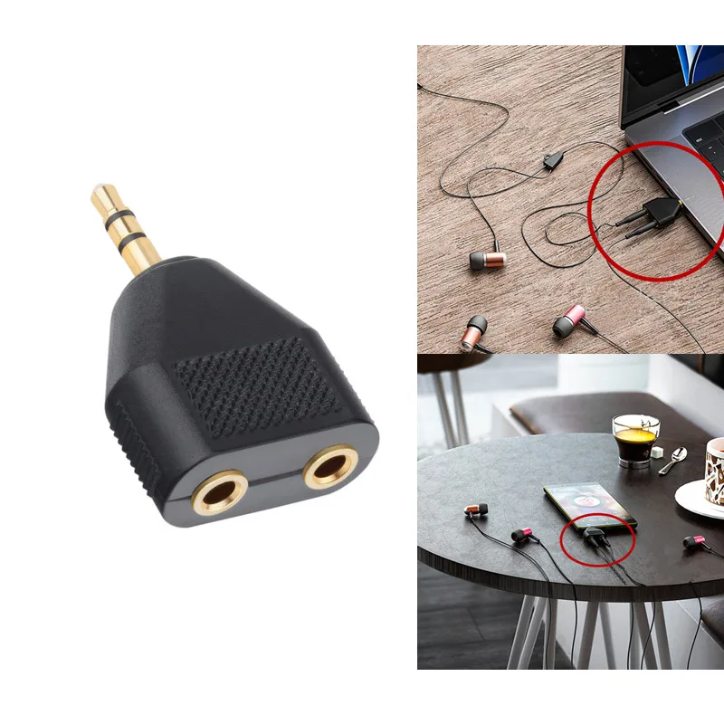1/2PCS copper Gold Stereo 3.5mm 1 Male to 2 Female Jack Audio Y Splitter Headphone Adapter