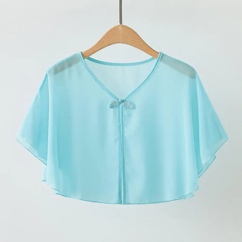 Chiffon Small Scarf Women's Summer Dress Loose Fit Cropped Vest Lightweight Sun Protection Cardigan Jacket Versatile Outerwear