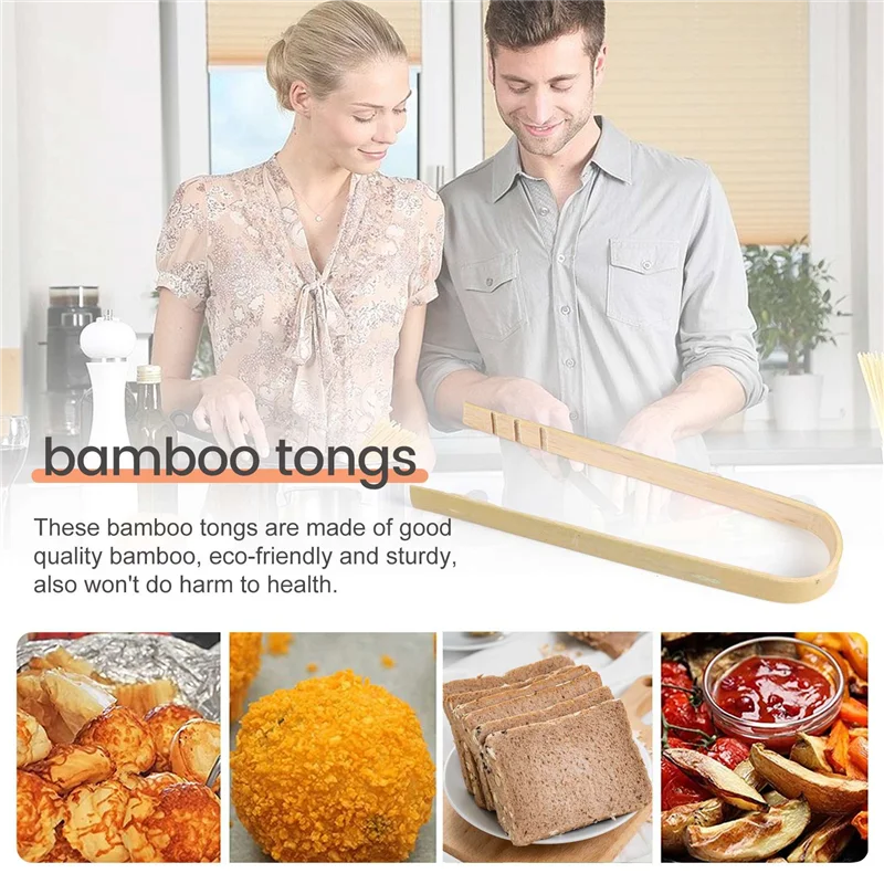 ABRN-50Pcs pinças utensílios de cozinha descartáveis mini pinças de bambu pinças torradas naturais para cozinhar
