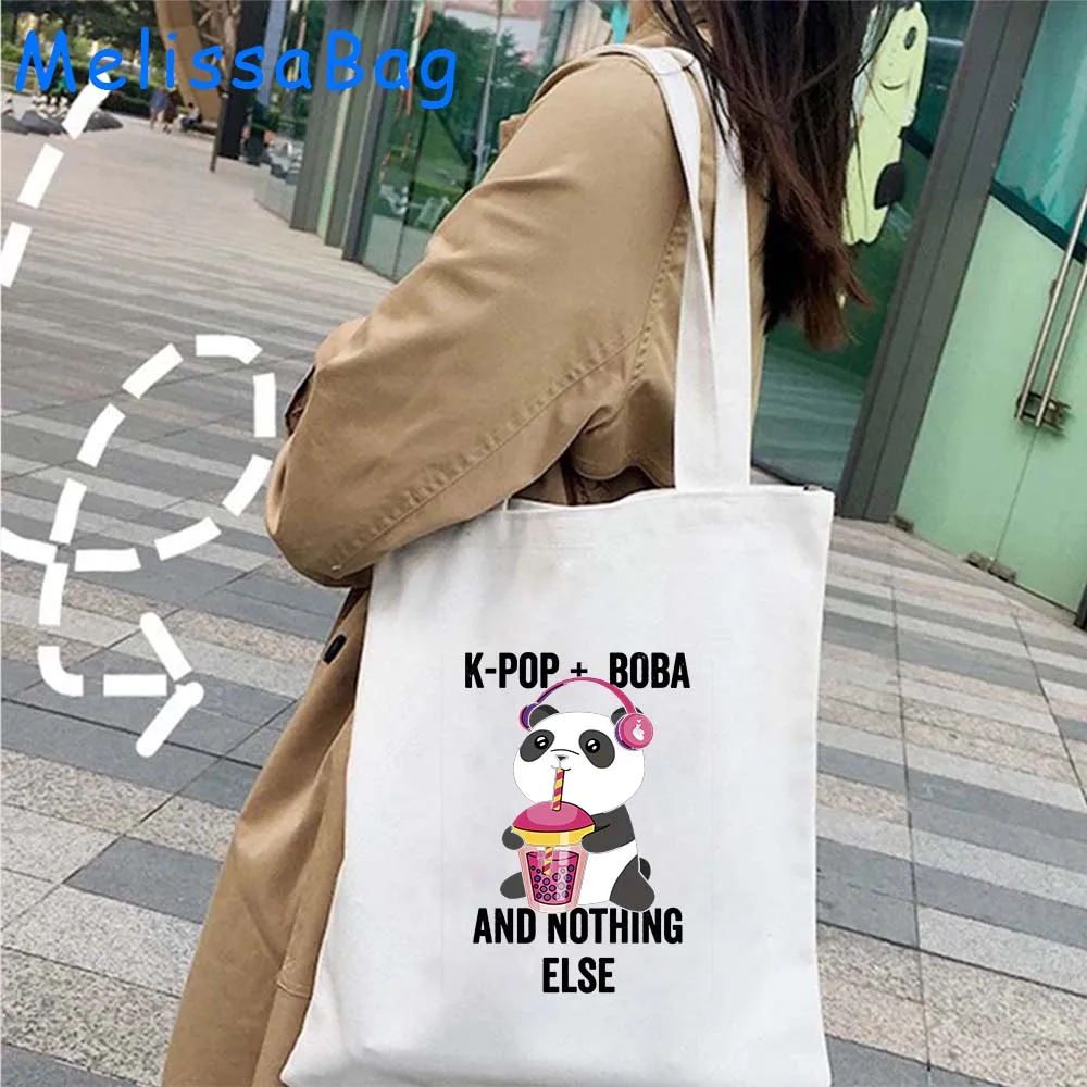 Sac fourre-tout en toile pour filles, sacs à main de shopping Harajuku, cadeaux mignons, drôle, musique coréenne, coeur, kBiovalley kpop lover