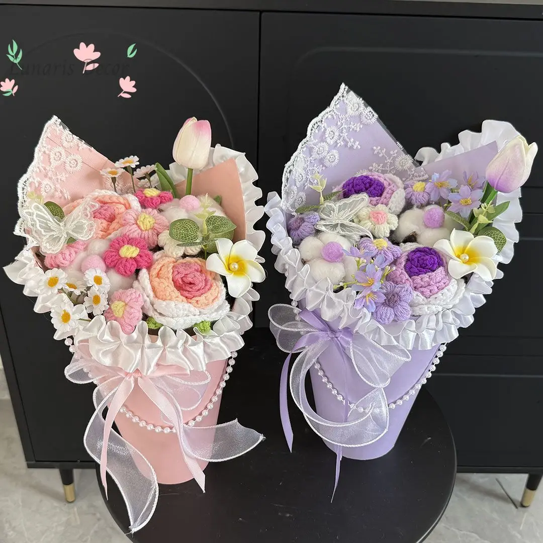 

Finished rose bouquet birthday gift handmade braid girl valentine's day gift graduation