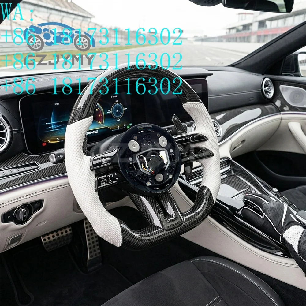 Factory Discounts Carbon Fiber Steering Wheel for  W213 W222 W463 W166 W167 GLE63   W167 GLE53   White Perforated Leather