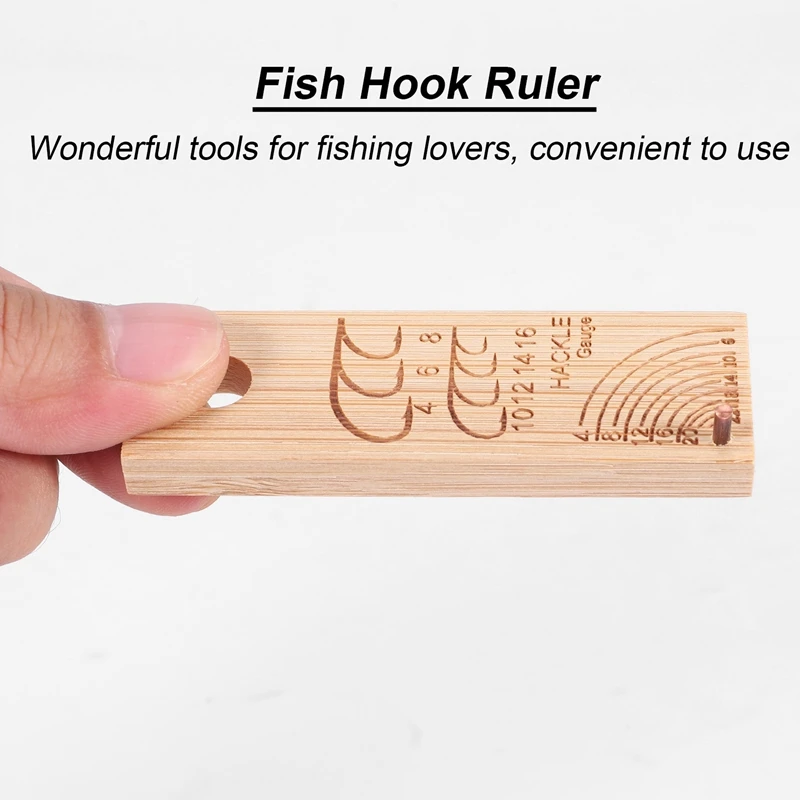 Wooden Fishhook Ruler Fishing Fishhook Gauge Lightweight Compact Fish Hook Measuring Contrast Ruler Fish Fly Tying Tool