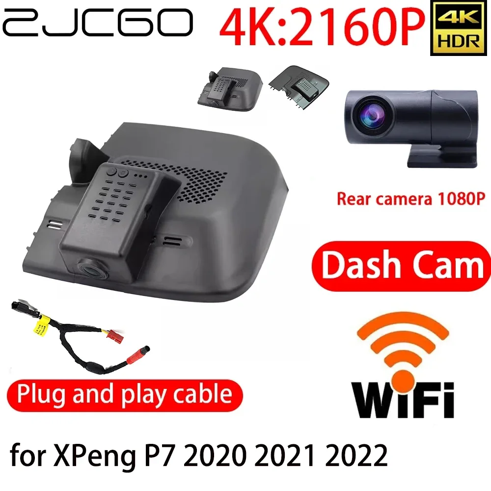 

ZJCGO 4K DVR Dash Cam Wifi Front Rear Camera 24h Monitor for XPeng P7 2020 2021 2022