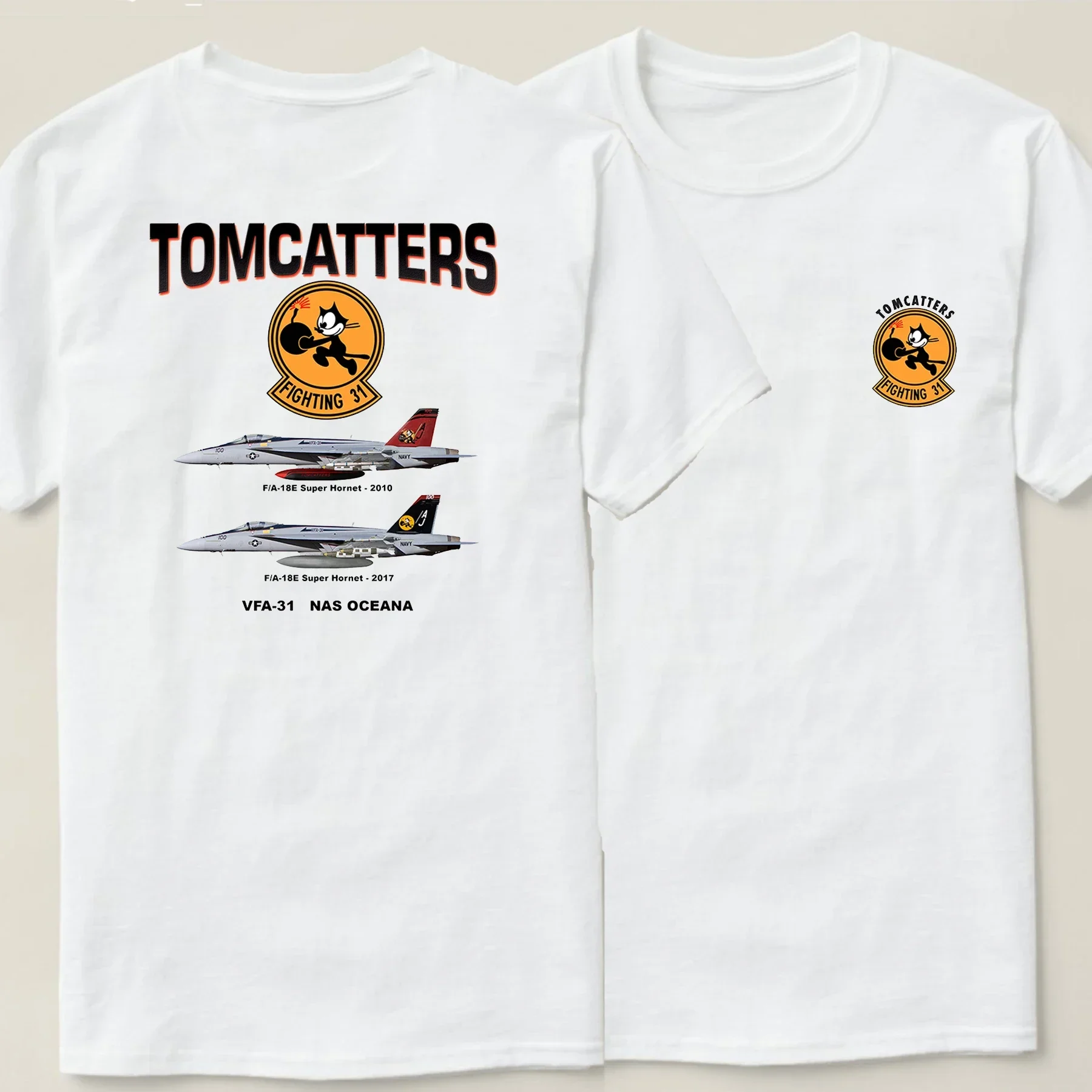 Naval VFA-31 Tomcatters Strike Fighter Squadron F/A-18E Super Hornet T-Shirt 100% Cotton O-Neck Short Sleeve Casual Mens T-shirt