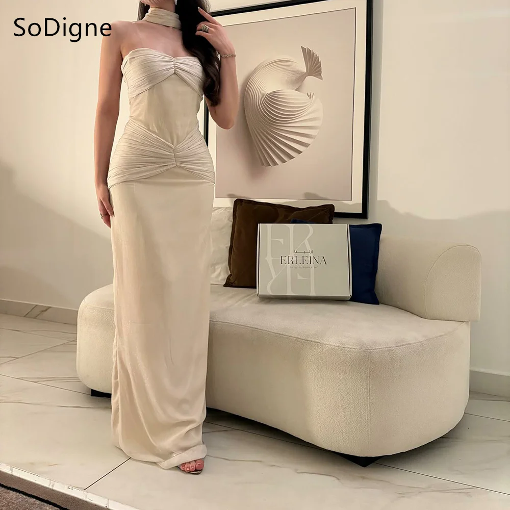 

SoDigne Chiffon Prom Dresses Strapless Pleated Ribbons Party Dress Charming Formal Mermaid Prom Gowns Customized