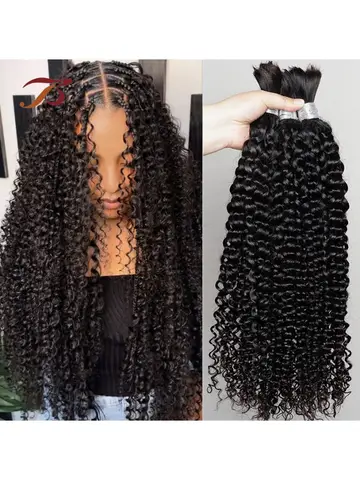 100% Human Hair Bulk for Braiding 1 Bundle Jerry Curly Natural Black Indian Remy Human Boho Braiding Hair Bulk Extensions Bobbi