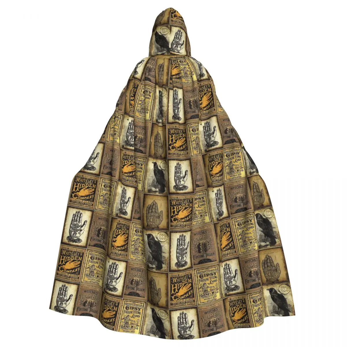 Palms Reading Palmistry Gypsy Fortune Teller Vintage Gothic Halloween Cosplay Cloak Tarot Hooded Cape for Aldult
