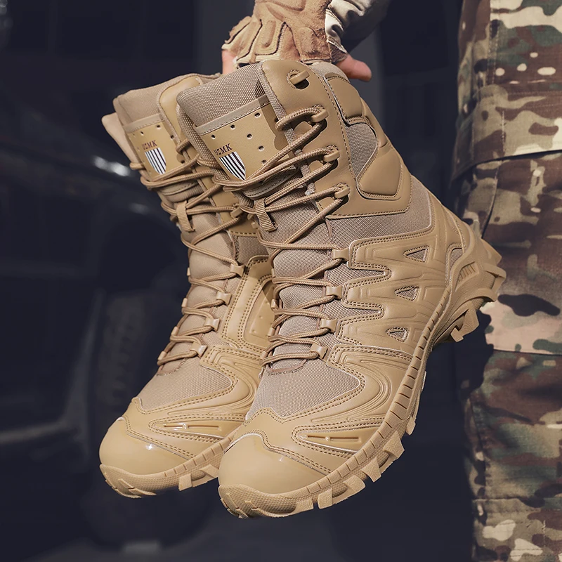 Men's trend high-top outdoor boots four seasons non-slip comfortable hiking boots professional protective tactics training boots image 3