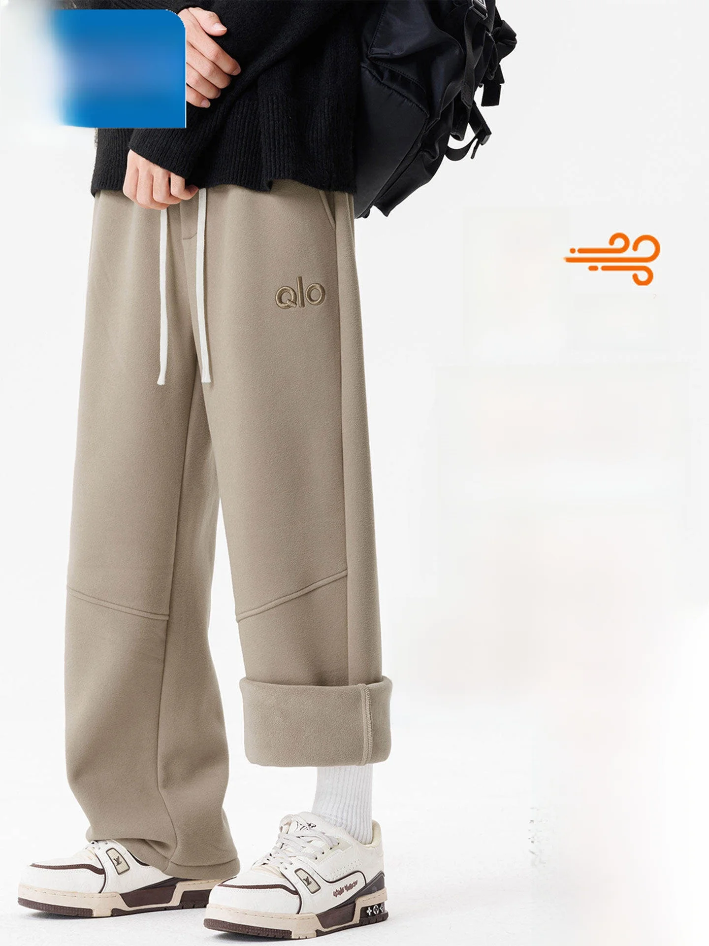 

Paul 2025 Faion Embroidered Thiened Fce Pants Casual Warm Straight Leg Long Pants Loose Winter Trousers for Men