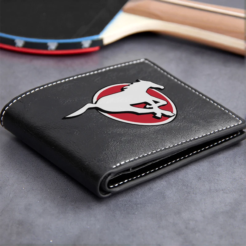 Mustang Logo PU Leather Wallet Men's Compact Business Style Durable Lightweight Design Premium Finish