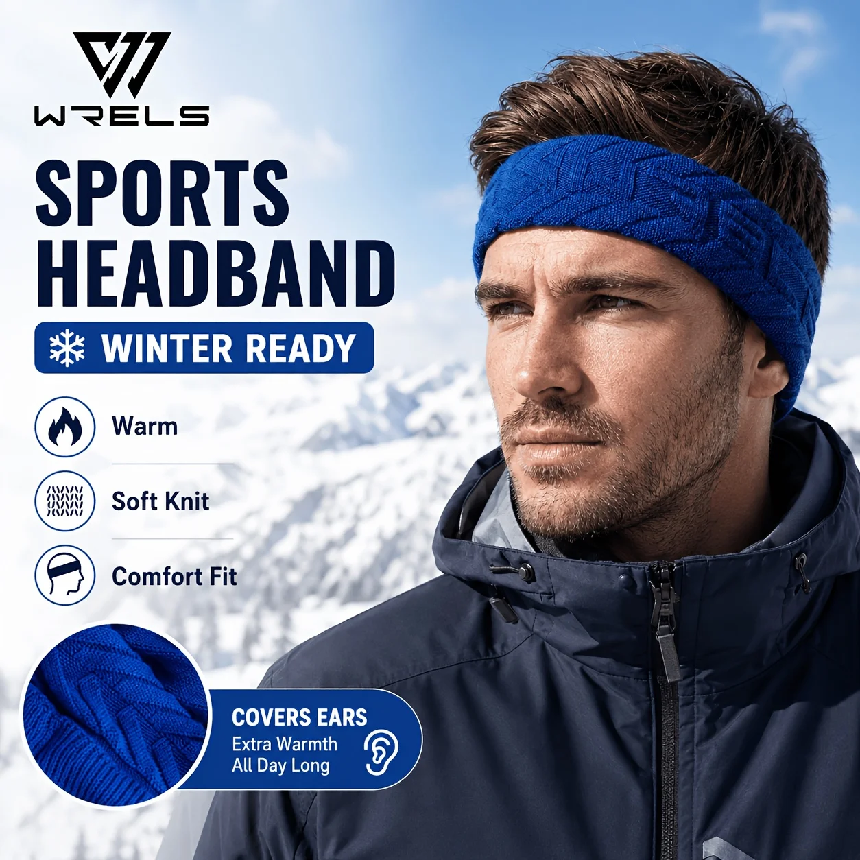 WRELS Winter Thermal Sports Headband Sweat Absorbent Headband Men Women Running Skiing Cycling Hiking Outdoor Fitness Headband