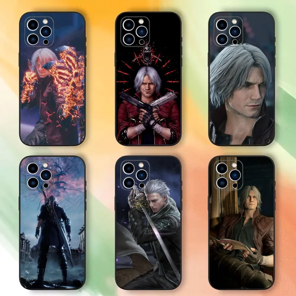 D-DMC 5 V-Vergil Dante Phone Case For iPhone 16,15,14,13,12,11 Plus,Pro Max,XS,X,XR,SE,Mini,8,7，Soft Silicone Black Cover