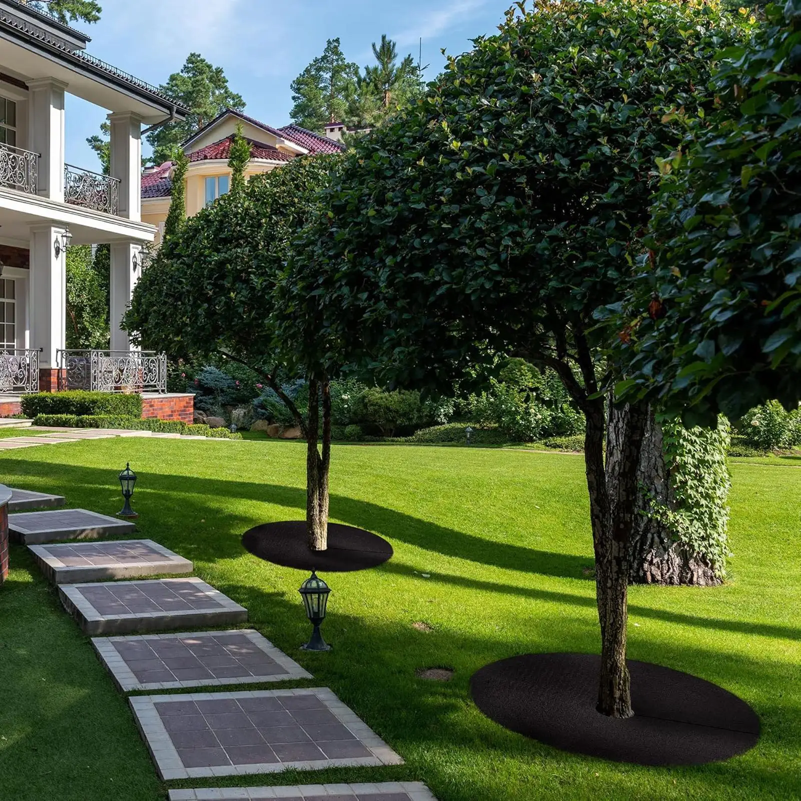 Tree Mulch Ring Non-Woven Reusable Cover Tree Plant Protector Mat for Outdoor Plant Landscaping Gardening Ground Protection
