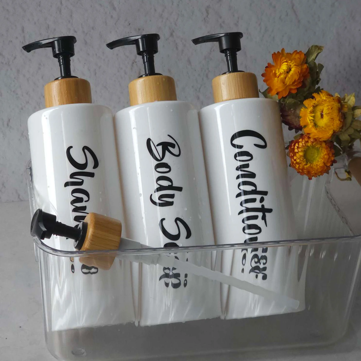 Bathroom Soap Dispenser Shower Shampoo and Conditioner Soap Bottles Set Refillable Lotion Bottles