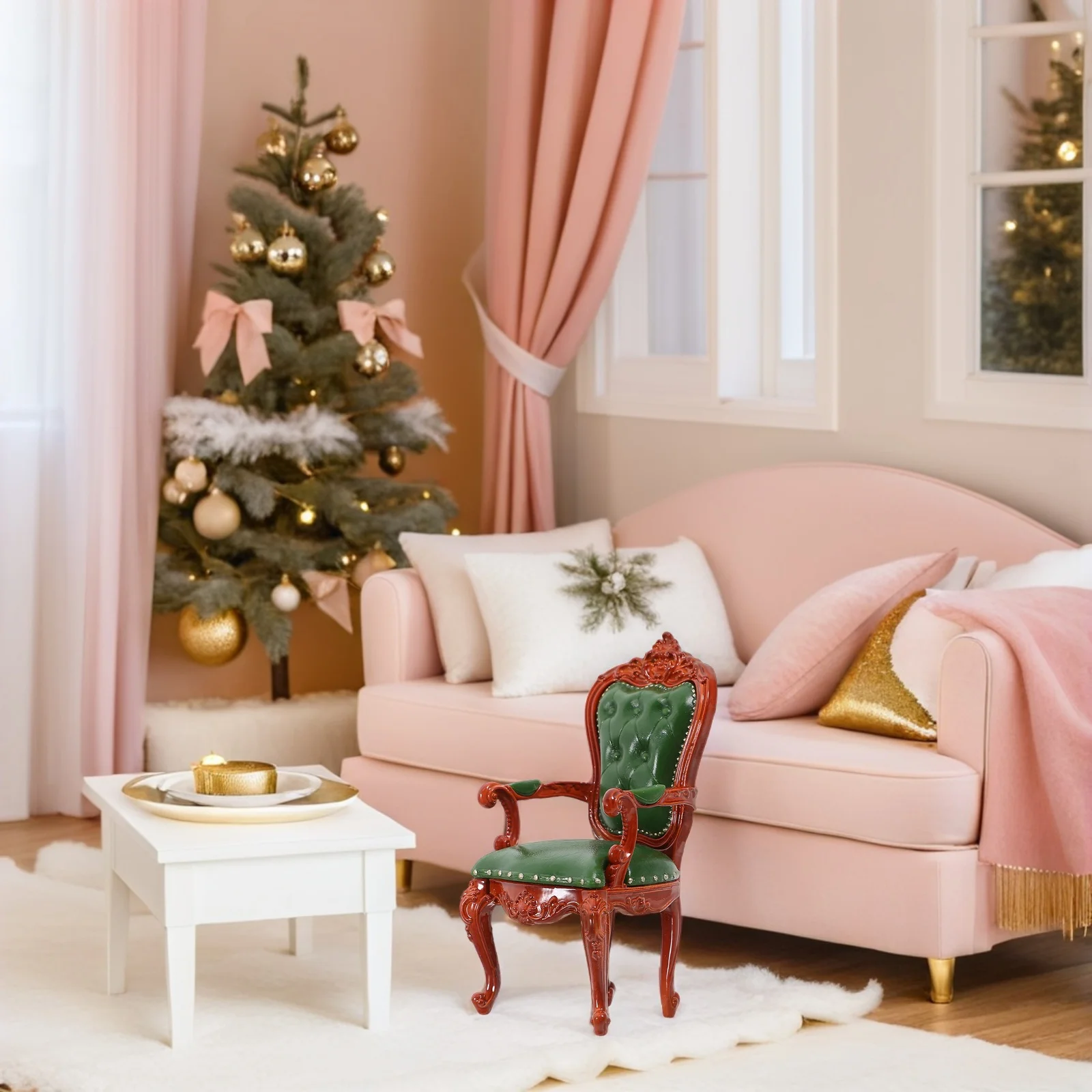 

2Pcs Vintage Miniature Wooden Armchair Set 1:12 Scale Retro Furniture for Dollhouse Living Room Decoration Accessories