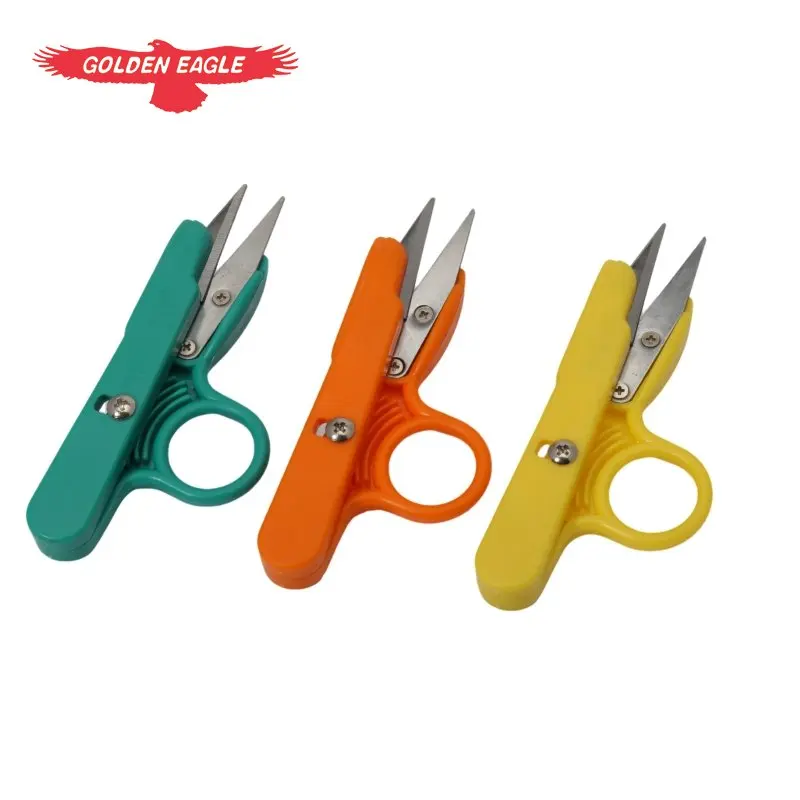 TC-801 Colorful Plastic Handle Ring Yarn Cutting Cross Embroidery Small Scissors Thread Cutting Eagle Brand Small Scissors