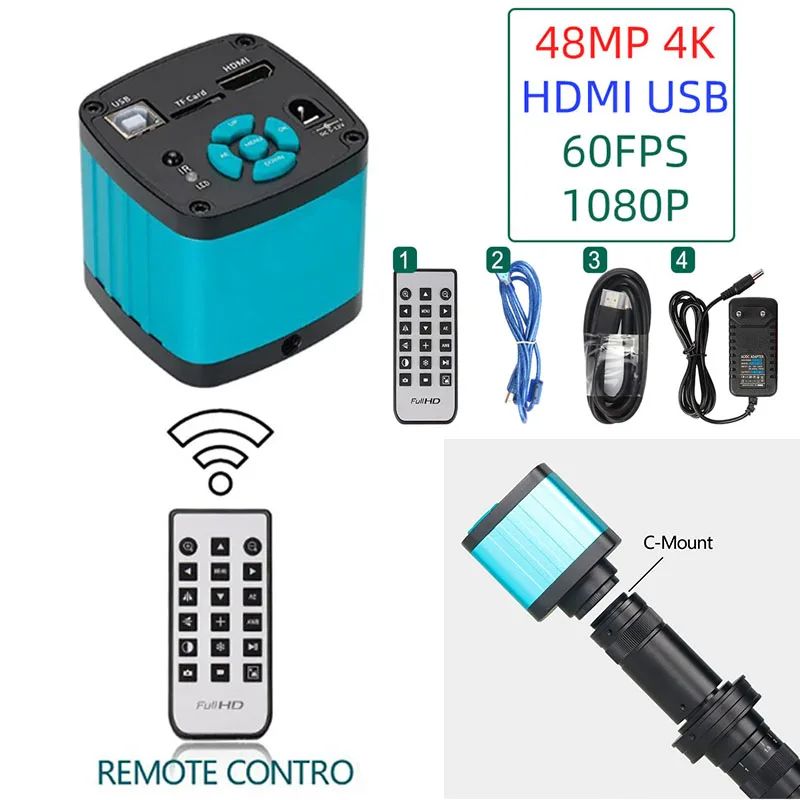 Microscopio C Mount Zoom Lens 130X/150X/180X 4K 48MP 1080P HDMI USB videocamera industriale per microscopi monoculare ingrandisci