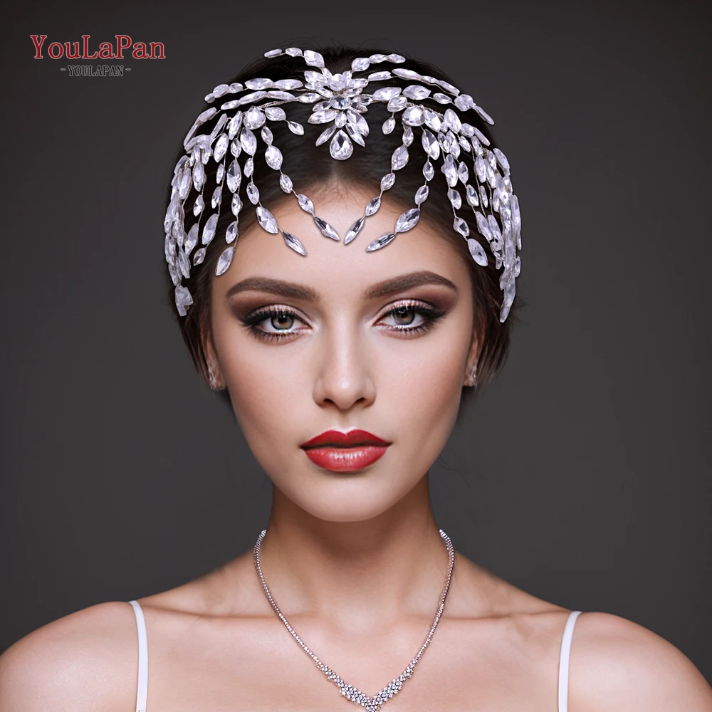 

YouLaPan Shiny Bridal Headband Forehead Headwear for Wedding Hair Accessories Woman Hair Ornament Pageant Tiara Headdress HP475