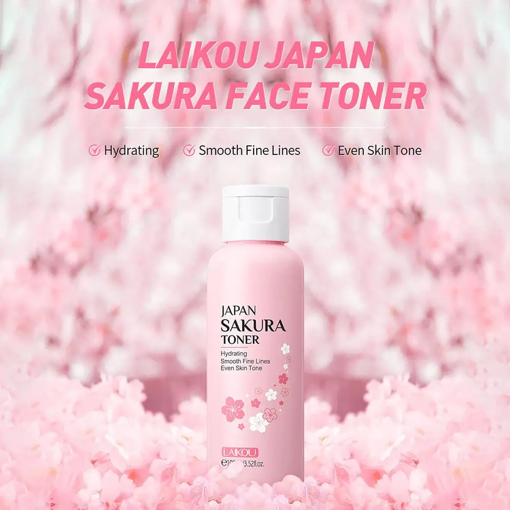 LAIKOU Serum Toner Wajah Sakura produk perawatan halus wajah kecantikan pencerah pudar pelembab 100ml garis kulit K2A9