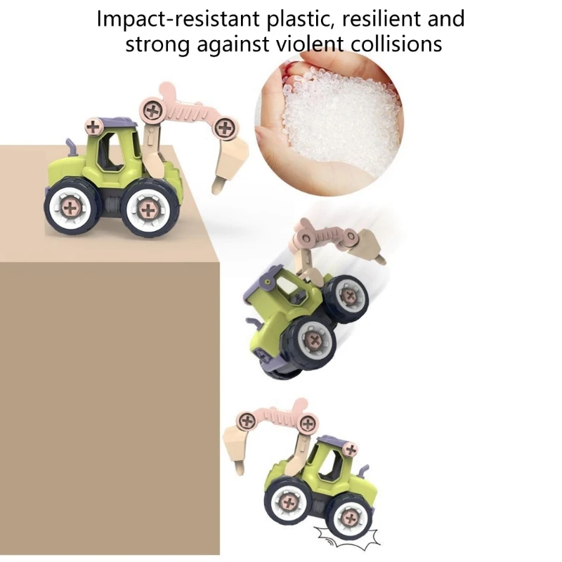 مجموعة بناء شاحنة بناء للصغار مكونة من 5 شاحنات مفك براغي مجموعة ألعاب تعليمية STEM المهارات الحركية الدقيقة 15UB #5