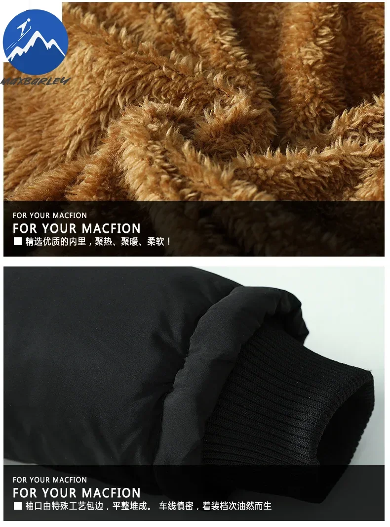 2025 New Warm Padded Jacket Mens Winter Luxury Detachable Hooded Windproof Down Cotton Padding Coat Man Wool Cold Proof Parka