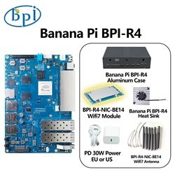 Banana Pi BPI-R4 Suit with Cases MediaTek MT7988A (Filogic 880) quad-core Arm Corex-A73 4GB DDR4 8GB eMMC Openwrt Router Board