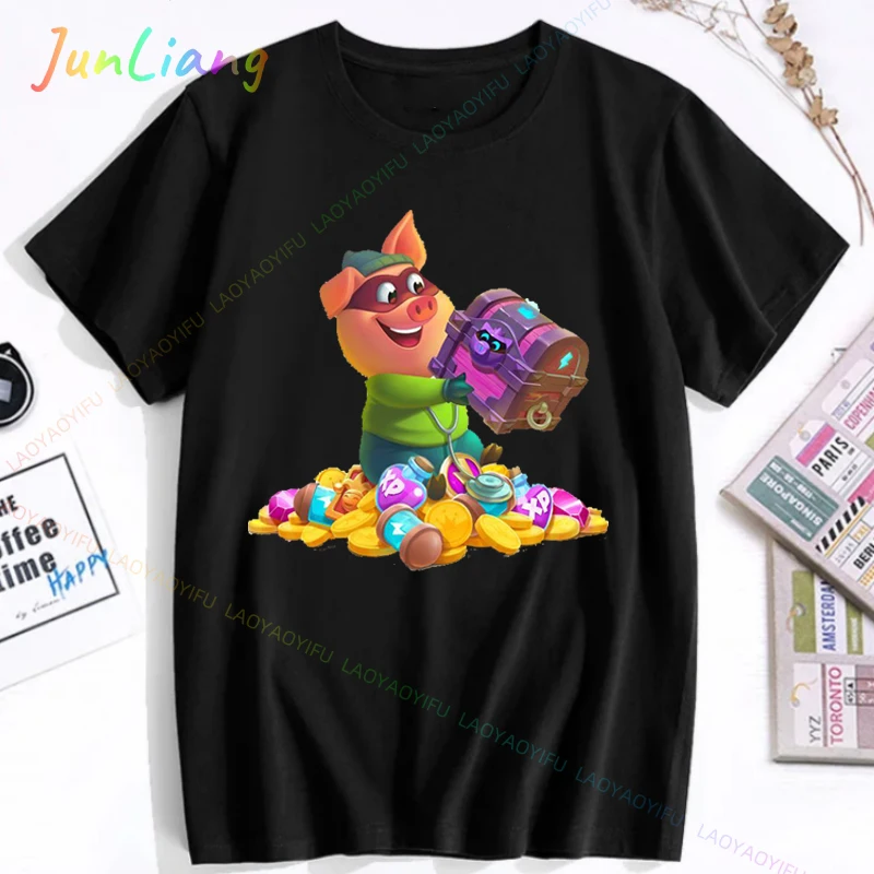 

Coin Master Game, милая уличная одежда с героями мультфильмов, одежда в стиле аниме Y2k, мужская одежда из 100% хлопка, оригинальные мужские футболки Harajuku Goth