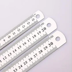 15-30 Cm Double Side Scale Stainless Steel Straight Ruler Measuring Tool for Students School Stationery Kids Gift