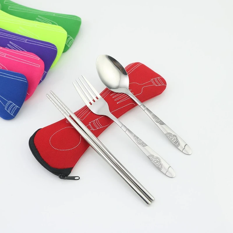 

Portable Picnic Set Tableware Stainless Steel Western Style Steak Knife Fork Spoon Complete Set Of Tableware Portable Dinner Bag