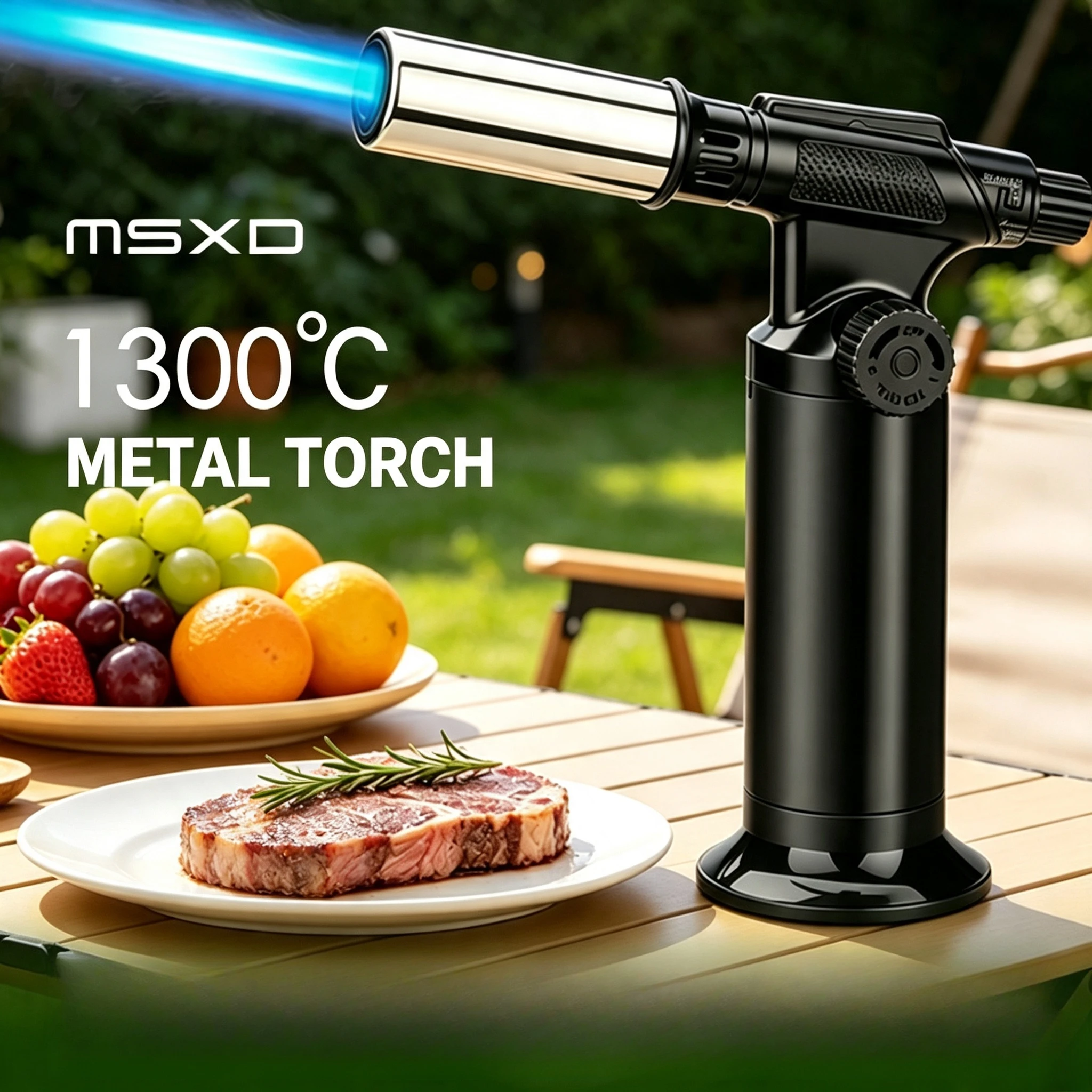 Bronze High Power Torch Lighter, Windproof Refillable Butane Gas Igniter,Portable Heavy‑Duty Jet Flame Tool Outdoor BBQ Camping