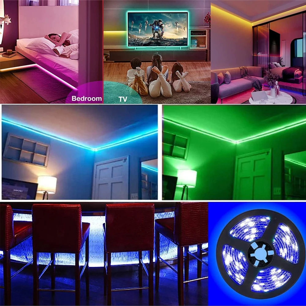 Homekit WiFi 5050 RGB LED Strip 12V 5m 10m Waterproof Dimmable Light Band Full Kit Room Decoration APP Remote Siri Voice Control