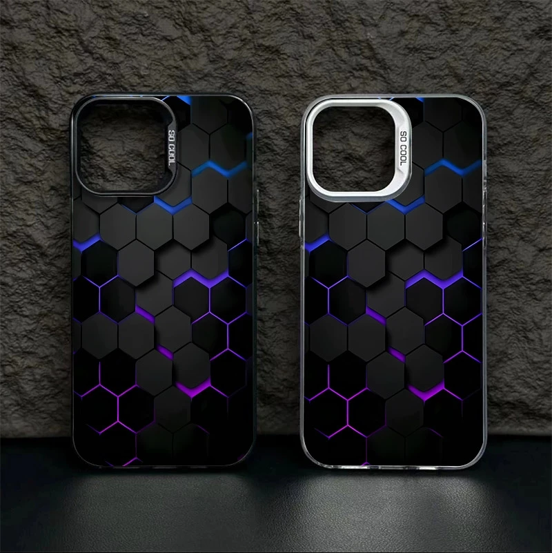 

Black Space Cool IMD Material Phone Case For iPhone 11 14 12 13 15 16 Pro Max XS XR X 7 8 Plus 16E Shockproof Bumper Cases Cover