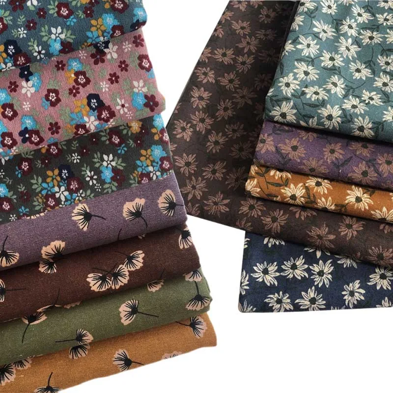 

Cotton/Linen Retro Chinese Style Ginkgo Leaves Daisy Flower Goldfish Fabric for Autumn Decor Tablecloth Dress Cushion Craft Bag