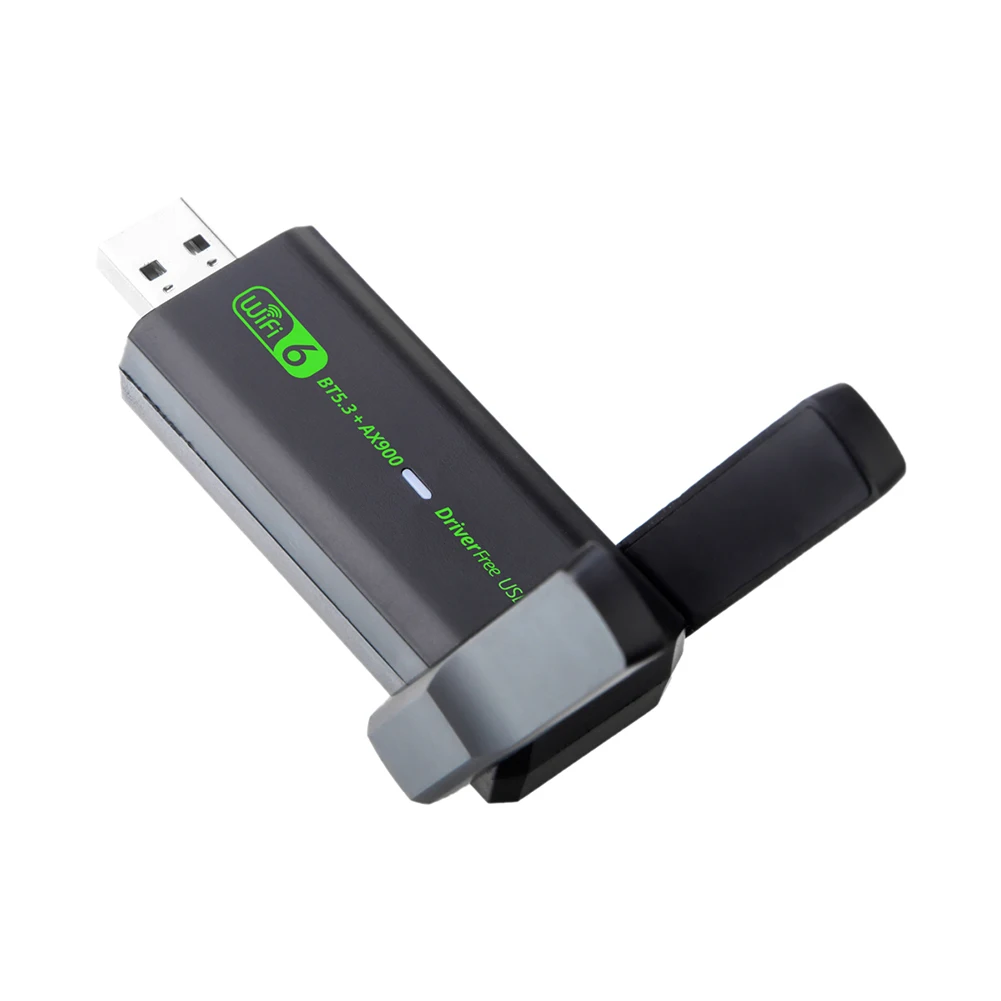 USB 와이파이 6 블루투스 호환 5.3 어댑터, USB 와이파이 네트워크 어댑터, 900Mbps 듀얼 밴드 2.4, 5.8GHz 듀얼 3DBi 안테나 드라이버 프리