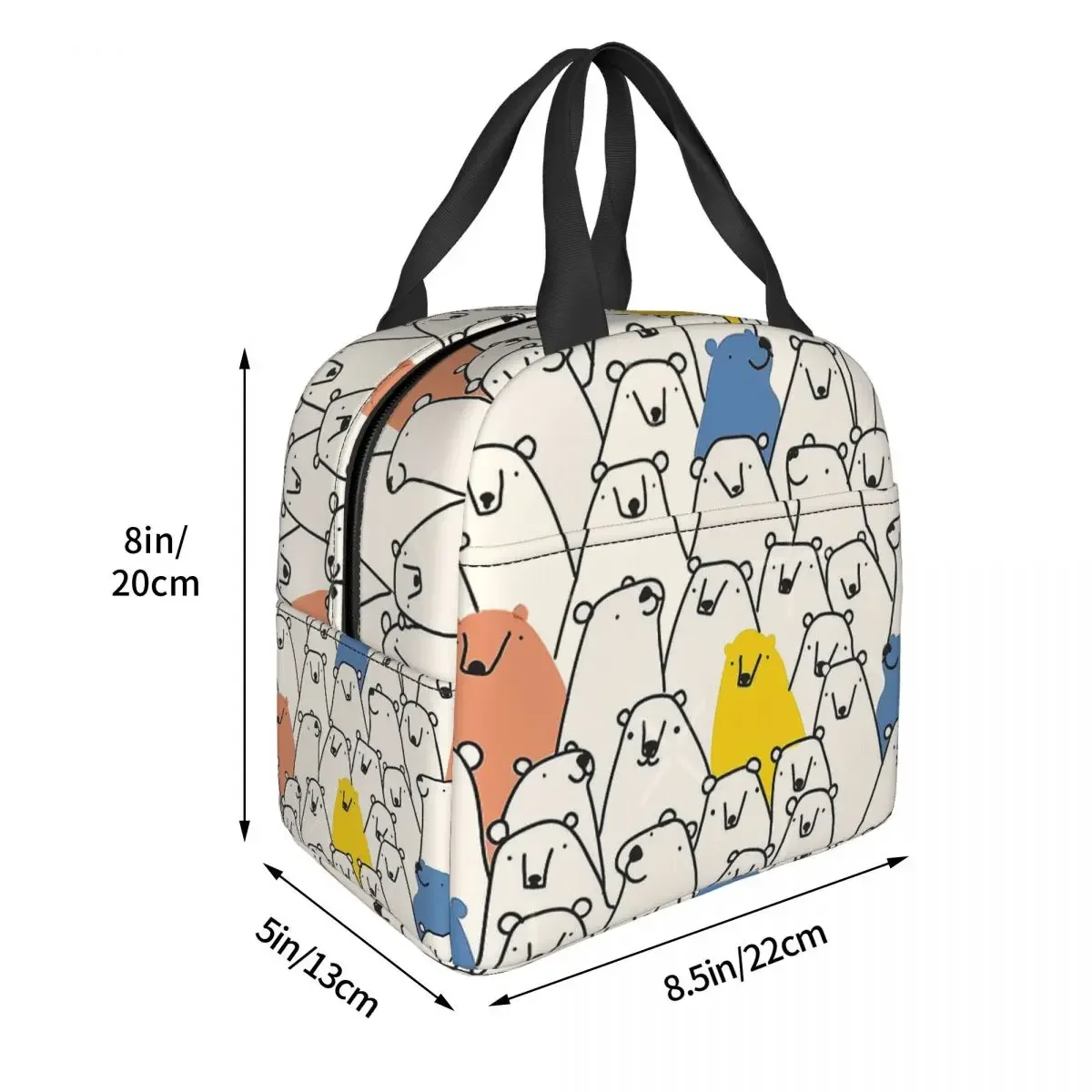 Bears Pattern Portable Lunch Bag Animal Meme Ice Cooler Pack Insulation Picnic Food Storage Bags