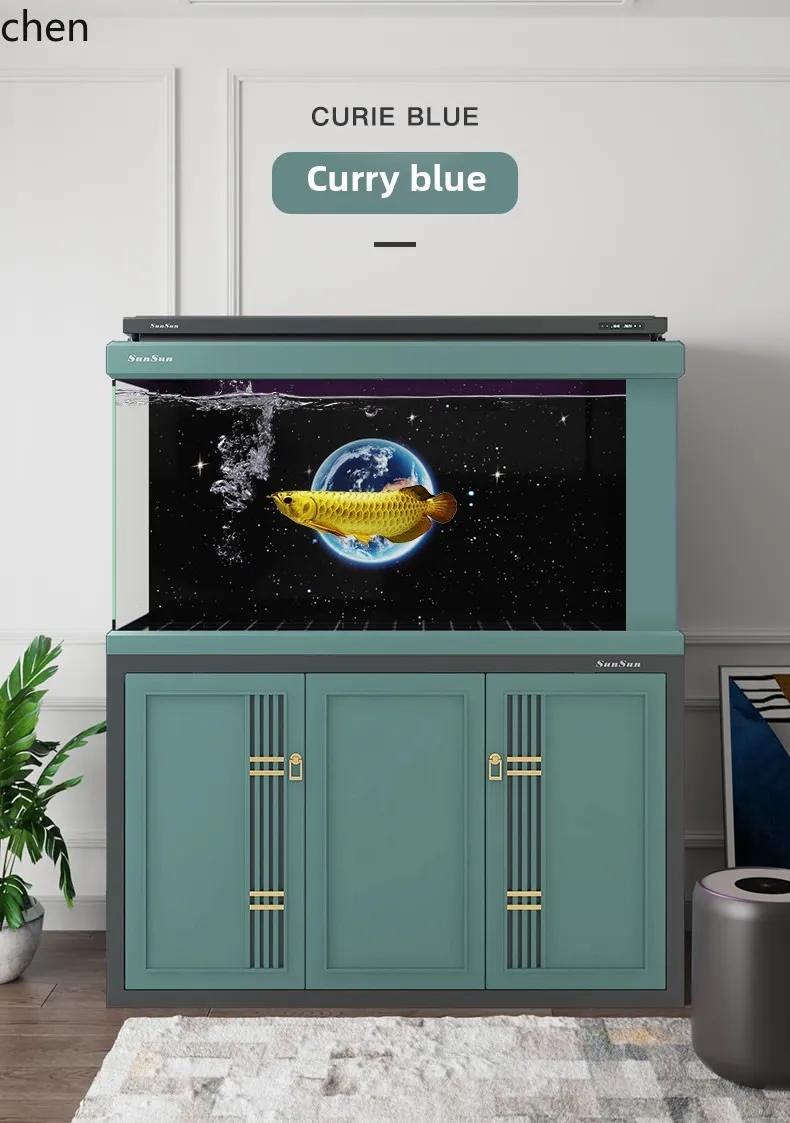 ZML fish tank large ecological ultra-white arowana tank living room floor aquarium - Image 5