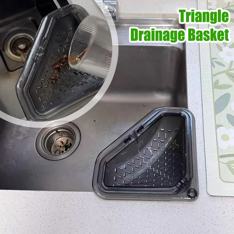 

Magnetic Triangle Drain Basket Draining Storage Sink Rack Touch-Free Food Catcher For Kitchen Sink Corner Sink Strainer Basket