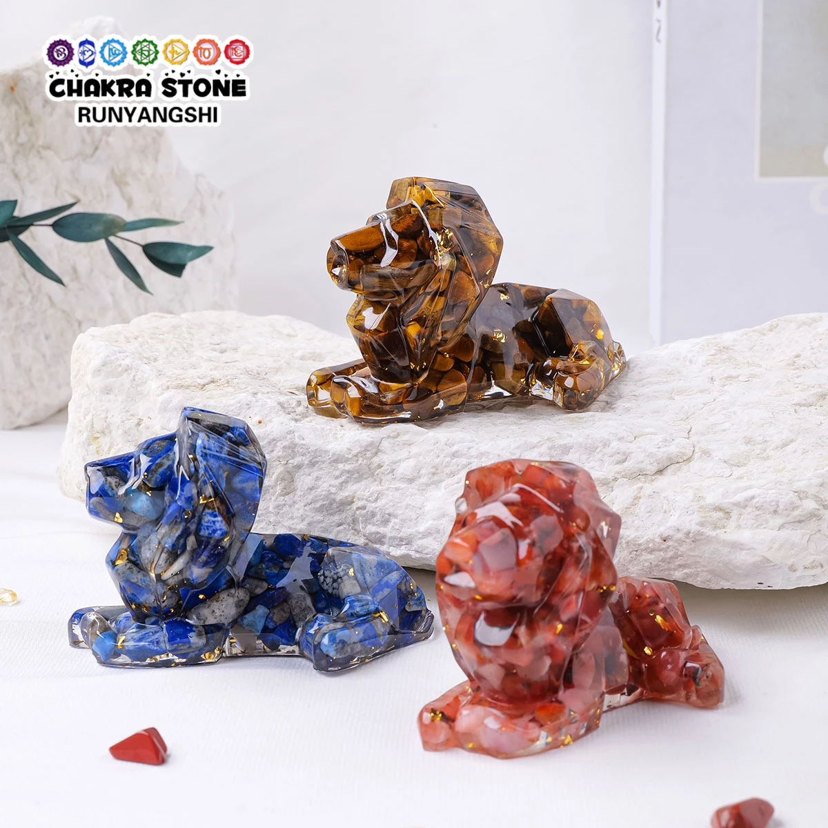 1pc natürliche Kristall Macadam Harz Epoxy Löwe Lieblichkeit Tier Statue Büro Tisch dekoration Löwe Dekoration Home Geschenk