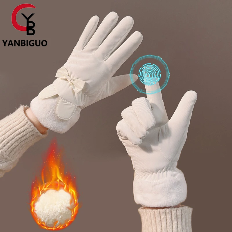 

YANBIGUO 1 Pair Women's Thermal Cycling Gloves, Winter Warmth Touchscreen Riding Gloves Halloween Accessories Winter Gloves