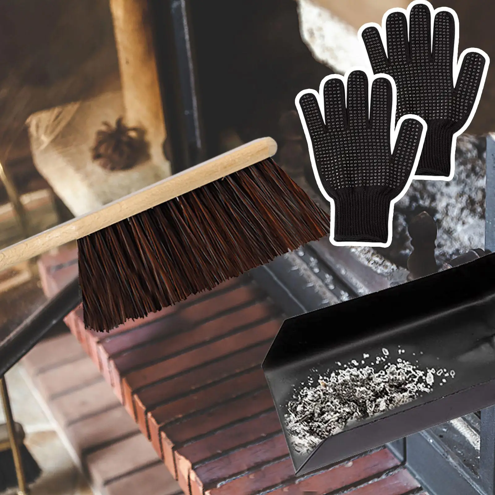 

Лопата для золы, сверхмощная деревянная ручка, чистящие средства, щетка для костра, набор лопаток для древесного угля для ухода за пылем на открытом воздухе